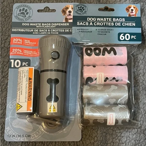 Grey Flashlight Dog Poop Dispenser with extra bags