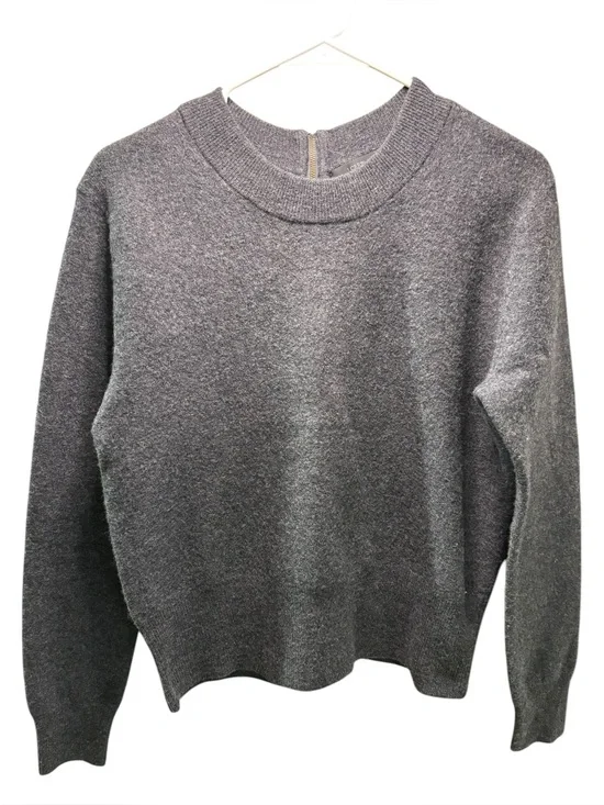 J. Crew Women’s Classic Crewneck Wool Sweater Dark Gray Back Zipper Size Small