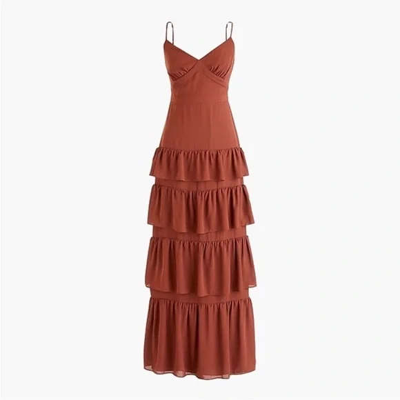 J.Crew Cha Cha Tiered Ruffle Maxi Dress Size 6