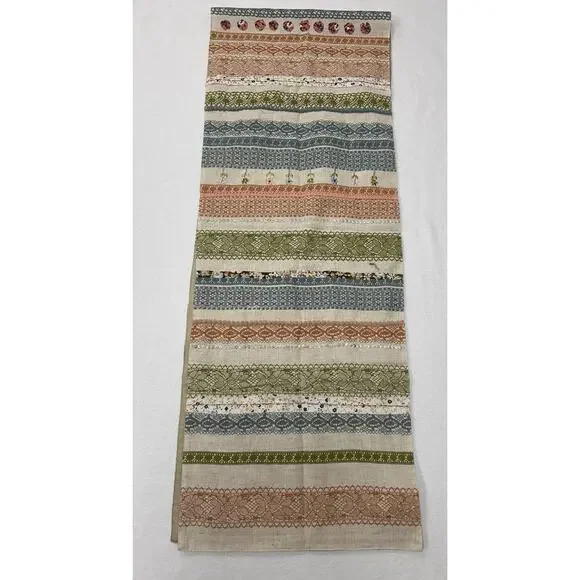 Pastel Floral Embroidered Pier One Spring Easter Table Runner Beaded Beads 13x72
