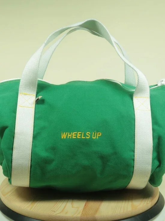 Hudson Sutler WHEELS UP Canvas Golf Tote Mens Kelly Green Duffel Bag Cotton