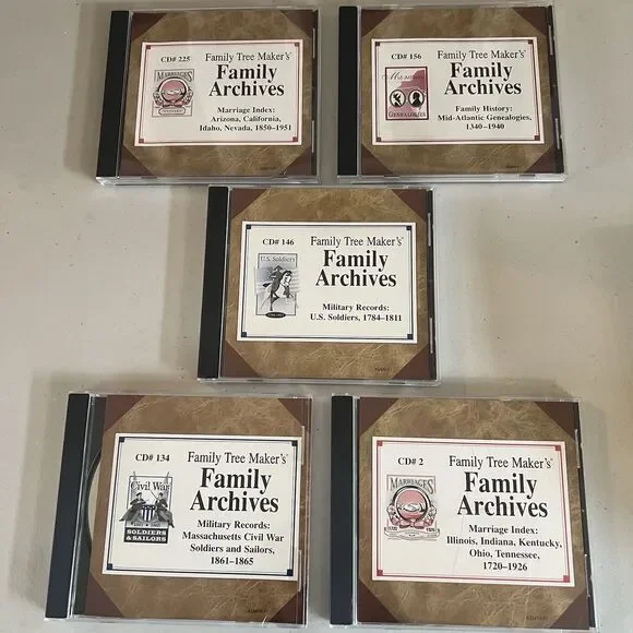 Lot Of 5 Family Tree Maker's Family Archives CDs Military Marriage Genealogy