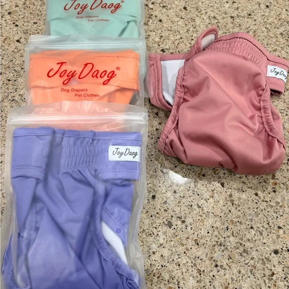 NWT Multicolor Dog Diaper Set - Pink, Purple, Orange, Mint size medium
