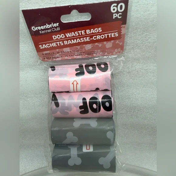 Greenbrier Kennel Club Pink and Gray Dog Waste Bags
