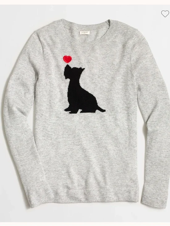 J. Crew Light Gray Intarsia Scottie dog sweater