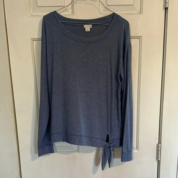 J. Crew blue long sleeve with tie front size medium
