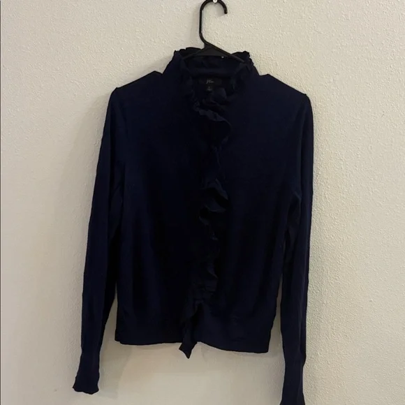 J. Crew Merino Wool Ruffled Cardigan Sweater