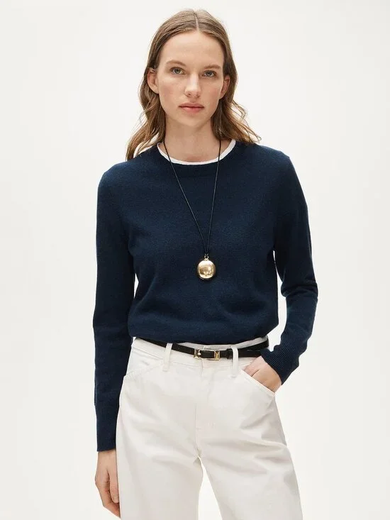 J. Crew Cashmere Classic Fit Crewneck Sweater in Navy Size XS NWT
