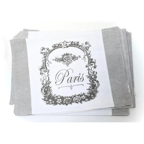 Set of 12 fabric placemats Vintage Paris print dinner serving home decor cottage