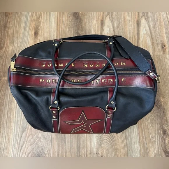 Custom Houston Astros Full Grain Leather Player-Style Weekender Duffel Rare