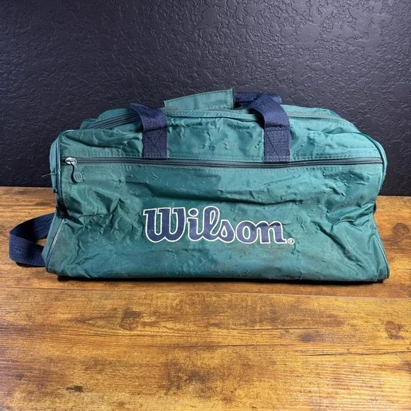 Wilson Vintage Green Nylon Sport Duffel Bag Large‎ Unisex