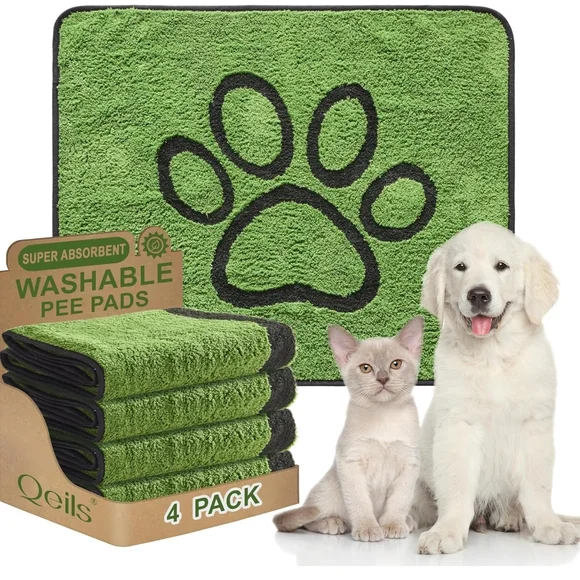 Green Washable Dog Pee Pads - 30x34 PACK OF 4