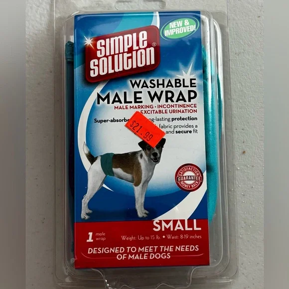 Simple Solution Blue Small Dog Washable Male Wrap