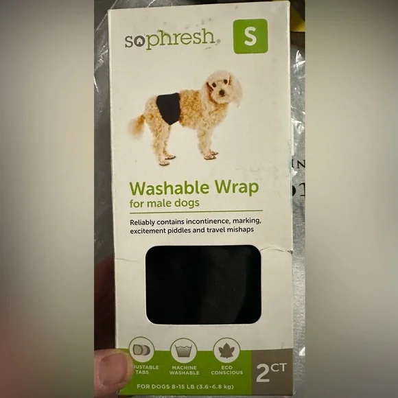 Washable wrap for incontinent male dogs 2 pack new size smalll
