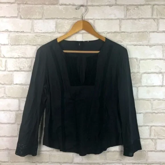 J. Crew Eyelet Lace Trim Blouse