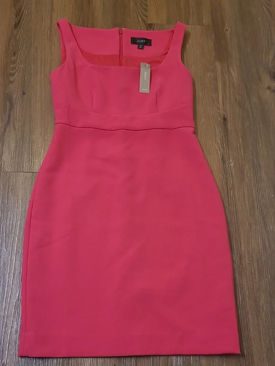 J. Crew Vibrant Pink Sleeveless Midi Sheath Dress