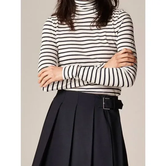 J.Crew Feather jersey turtleneck in stripe NWT Size XL