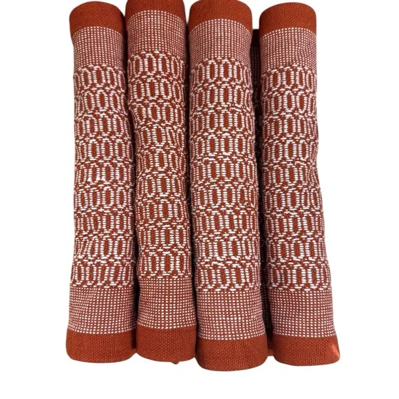 Set of 4 Table Placemats Rustic Red Orange and White Kitchenware