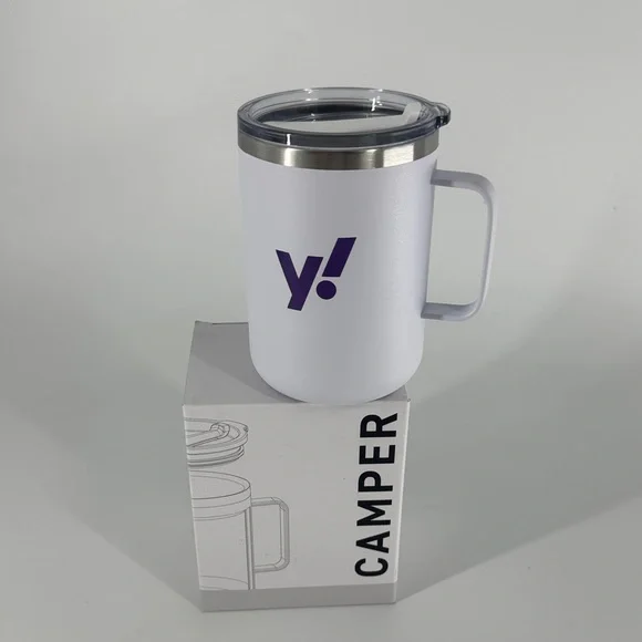 Camper 16.9 OZ Stainless Steel White Mug with Purple Logo NEW IN BOX