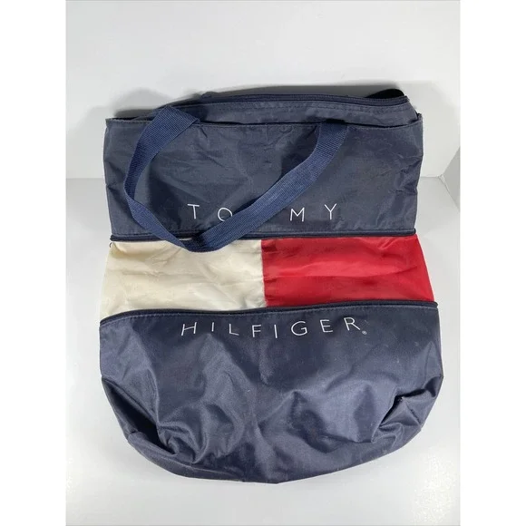Vintage‎ Tommy Hilfiger Duffle Bag Expandable Spell Out Logo Laundry Travel Gym