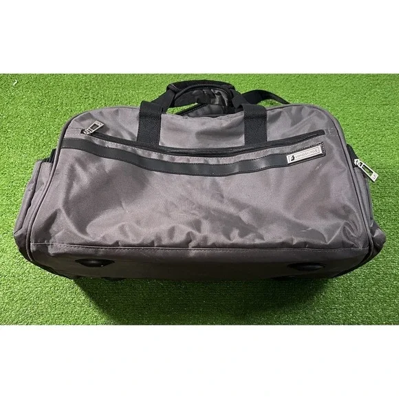 LONDON FOG Duffel Bag Canvas Travel Carry-On Gym Tote Luggage Pinstripe