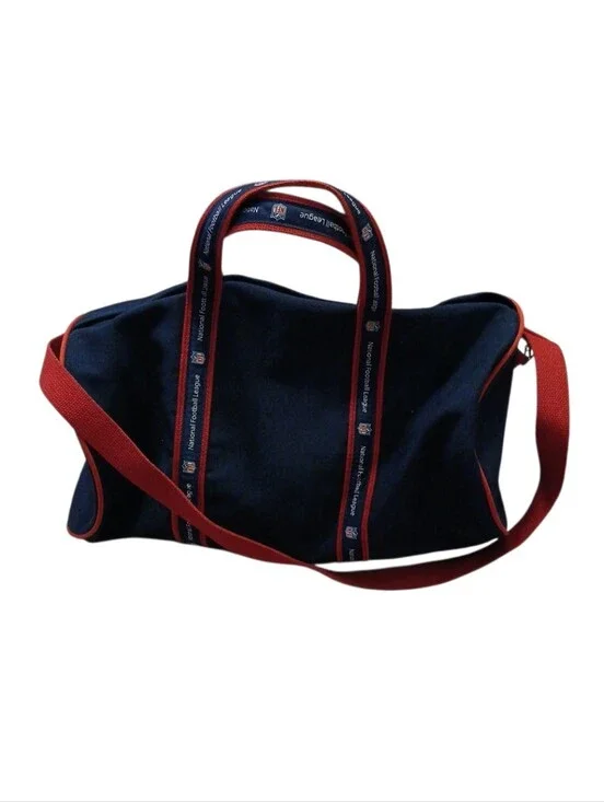 Vintage NFL Round Canvas Zip-Up Duffle Weekender Bag With Strap