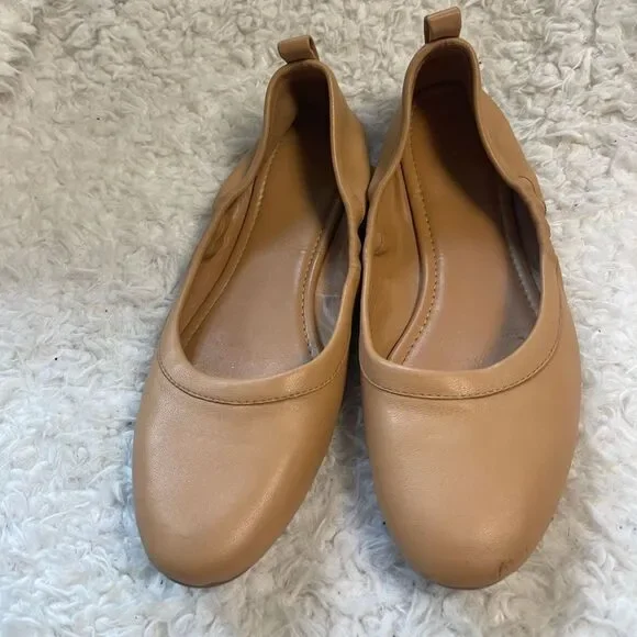 J. Crew leather tan Ballet Flats slip on shoes SZ10.5