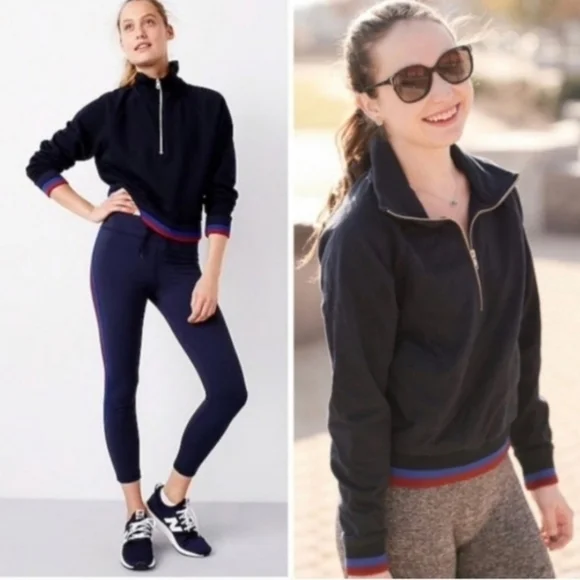J. Crew Half-Zip Jacket In Sport Stripe Size XS