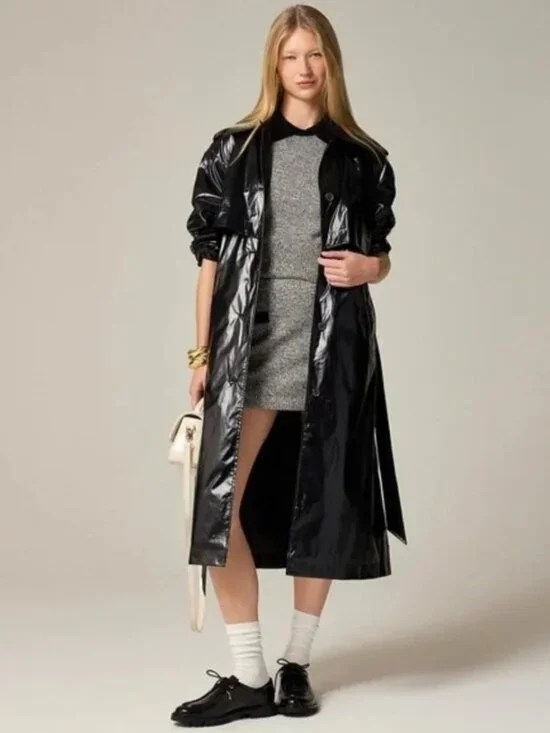 J. CREW Rain-or-Shine Black Trench Coat Size XS
