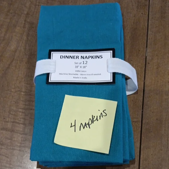 Dinner Napkins Set of 4 - Teal Cotton Napkins