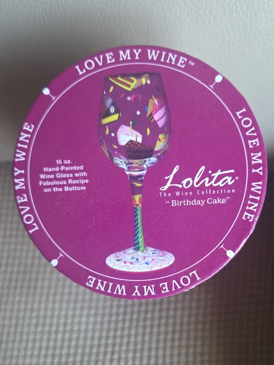 Lolita Birthday Cake Hand-Painted Wine Glass - Birthday Cake