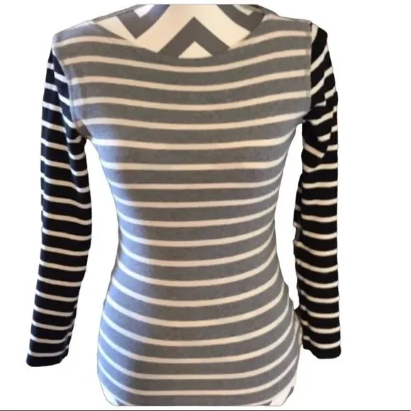 J. Crew Striped Top Size XS Black, White, Grey