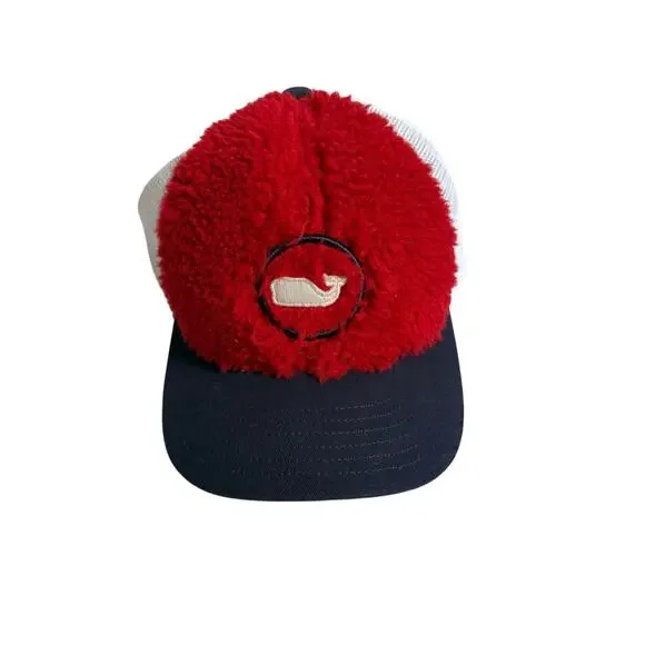 Vineyard Vines Red Faux Sherpa Trucker Hat Kids Adjustable --- HK843
