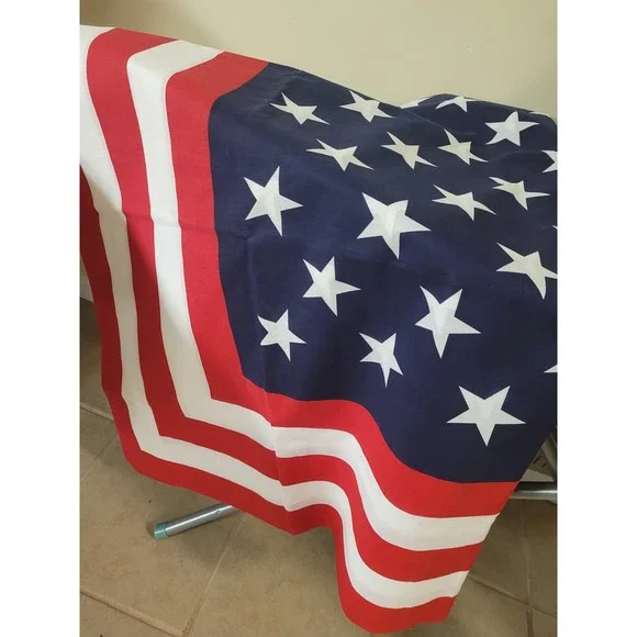 Bardwil Linens Red White Blue Stars Stripes Rectangle Tablecloth 84X58 Patriotic