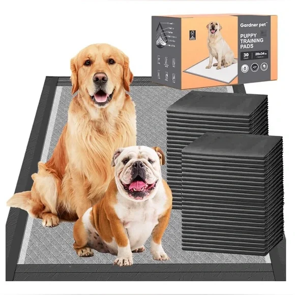 Charcoal Puppy Pads 28x34 Inches Extra Large Dog Pee Pads Odor-Control & Leak-Pr