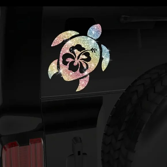 Glitter Turtle Car Decal - Multicolor