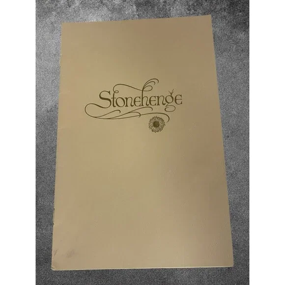 Vintage Stonehenge Inn & Restaurant Menu 70s/80s