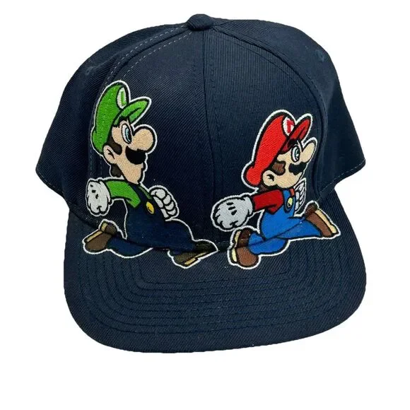 Super Mario Nintendo Navy Blue Snapback Hat Cap Yoshi Luigi Toad OSFM