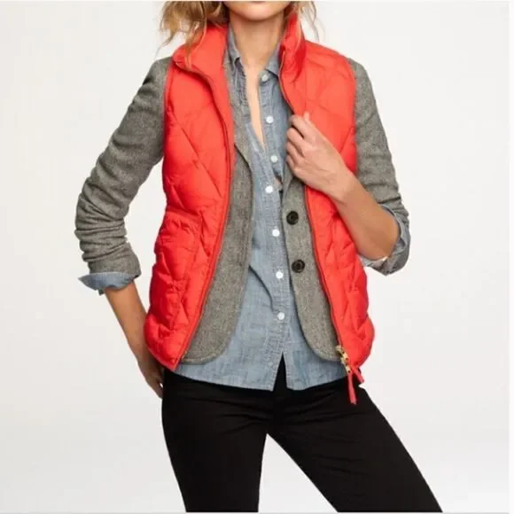 J. Crew Tomato Red/Coral Quilted Vest