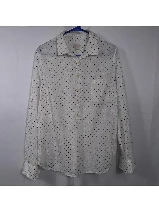 J. Crew White Polka Dot Button Front Shirt Size XL