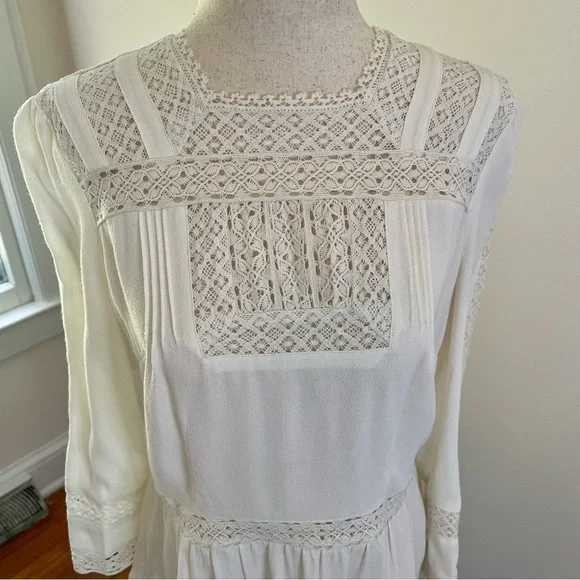J. Crew Point Sure Cream Lace Top 100% Cotton Size 2