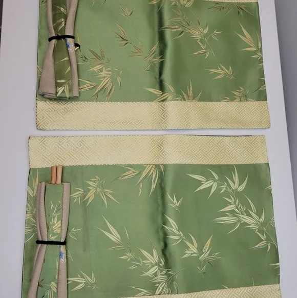 bamboo leaves silk placemat set
