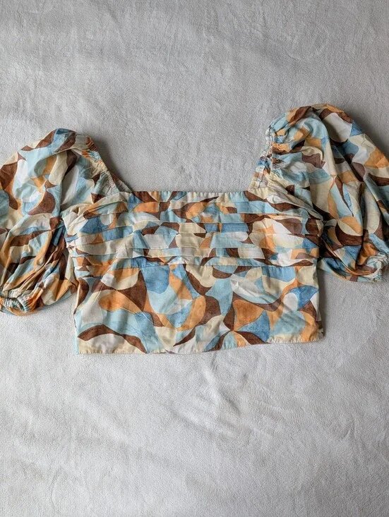 Abercrombie & Fitch Multicolor Puff Sleeve Top