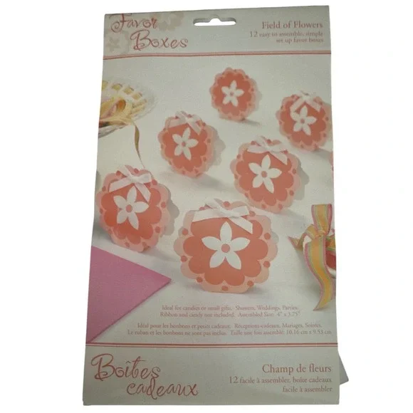 Lillian Rose Field of Flowers Coral Floral Favor Boxes Set of 12 FA190 FC