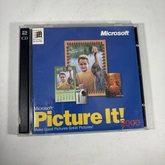 Microsoft Picture It! 2000 PC Software‎ - Windows 98 (2 Disc Set) Very Good