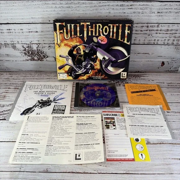 Full Throttle (PC, 1995) - LucasArts - Rare Complete (CIB) Big Box - VERY GOOD!