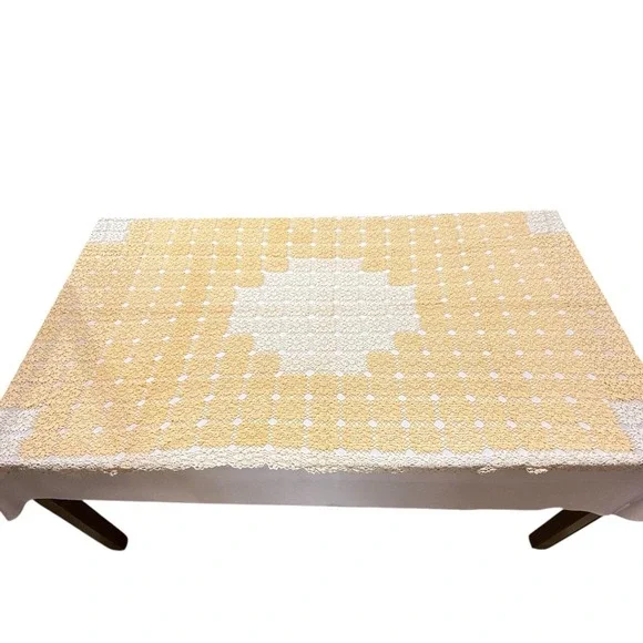Vintage Crocheted Tablecloth 40 x 63