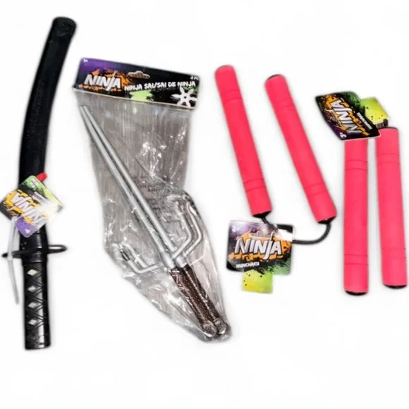 Ninja Black and Red Sword Nunchucks Sets