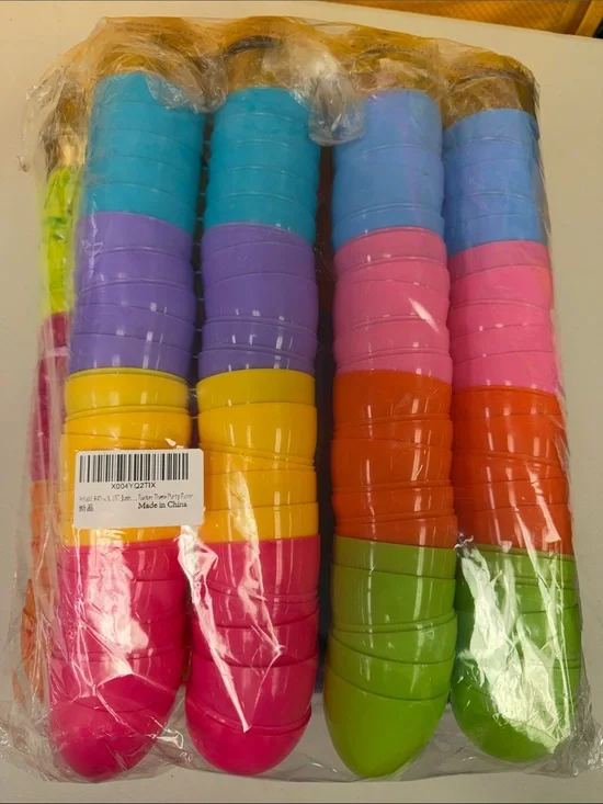 84 count Colorful Plastic Jumbo Easter Eggs - Multicolor Pack with gold eggs new