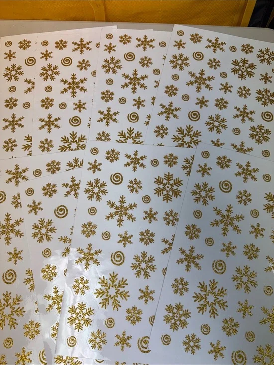 Glitter Gold Snowflake Stickers - 8 sheets all new envelopes Home Party Supplies